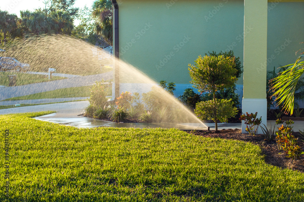 Lush green lawn in Cypress, TX maintained with a fertigation system
